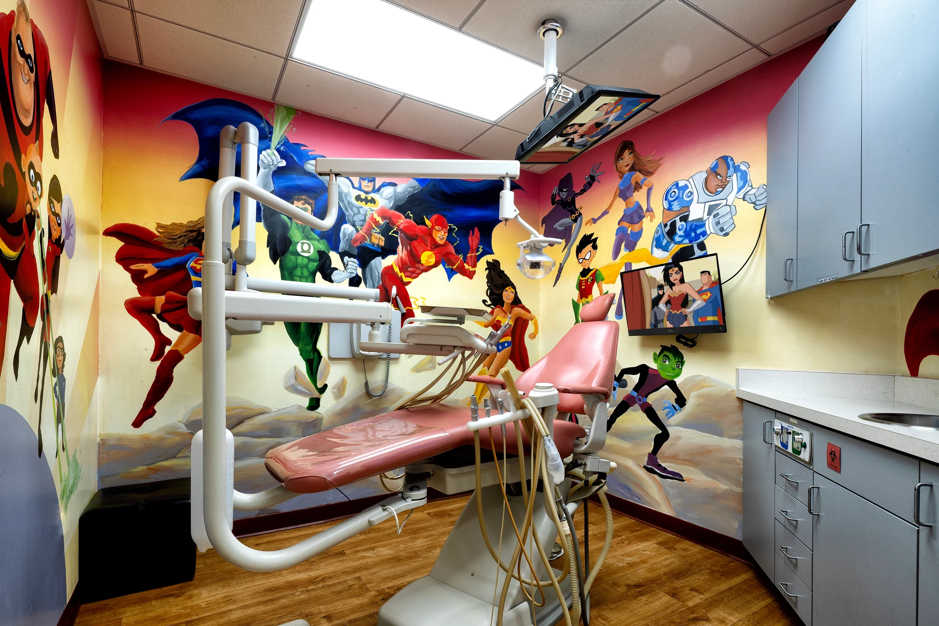 Colorful Super Kids Dental office interior